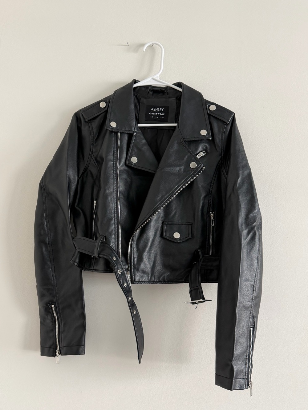 Ashley Outerwear Black Faux Leather Moto Jacket Brand new, Never worn